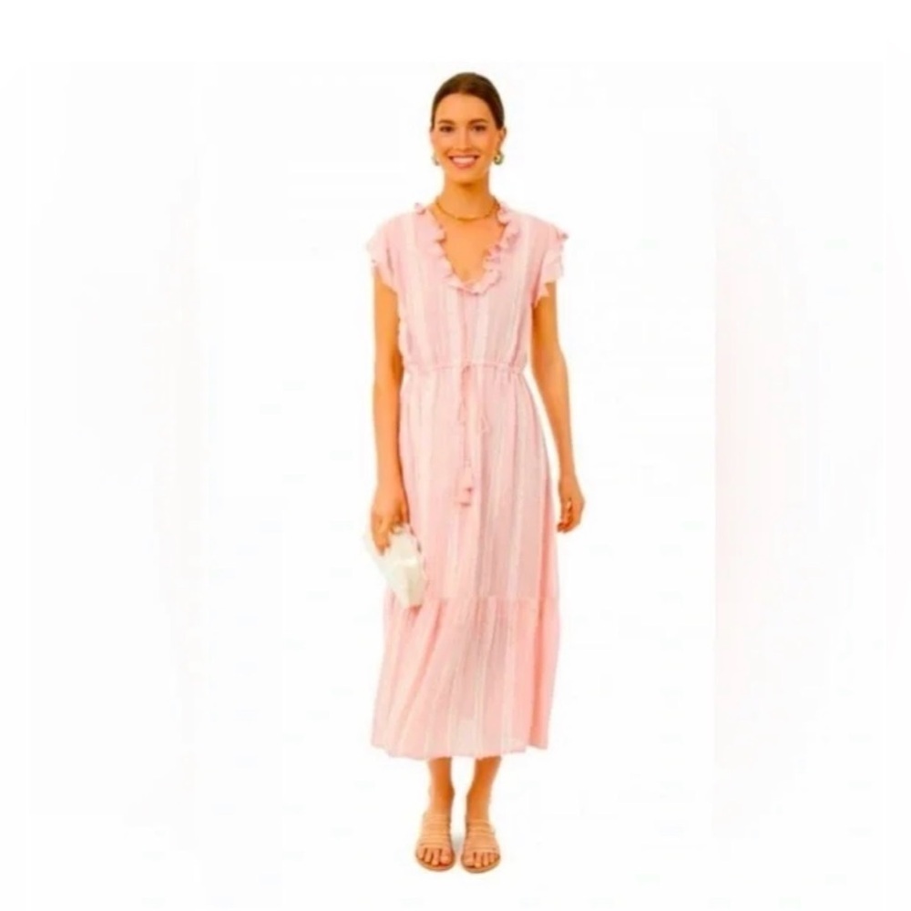 Tuckernuck Peachy Pampelonne Maxi Dress Pink Tie Waist